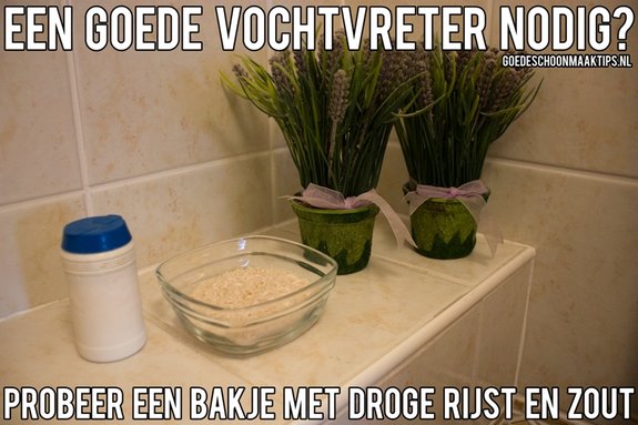 Droge rijst en zout, een goede vochtvreter