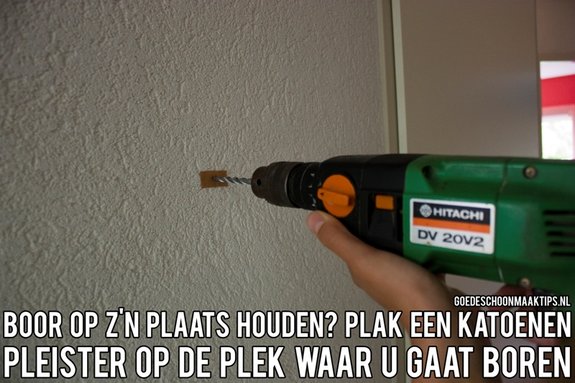 Houdt een boor op z'n plaats met een katoenen pleister