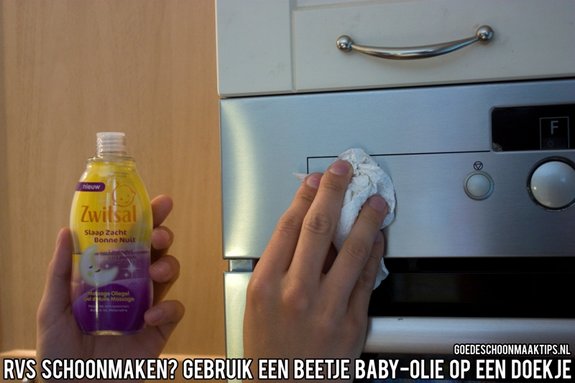 RVS schoonmaken met baby-olie