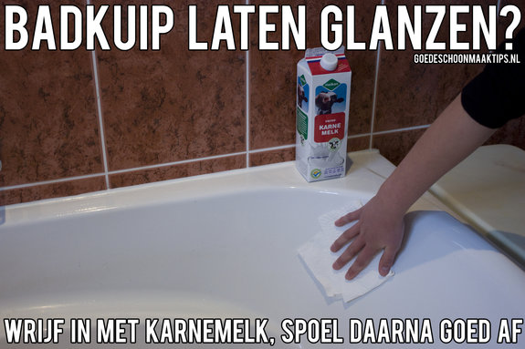 Badkuip laten glanzen met karnemelk