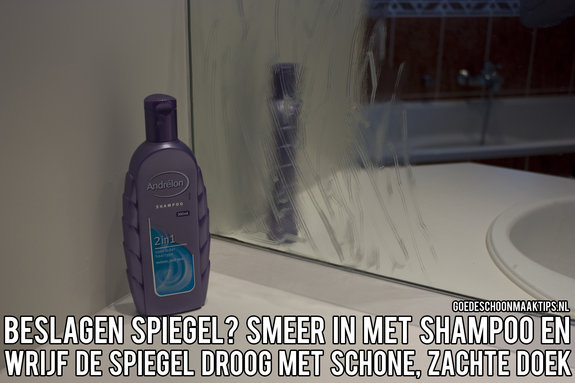 Gebruik shampoo om een beslagen spiegel te voorkomen